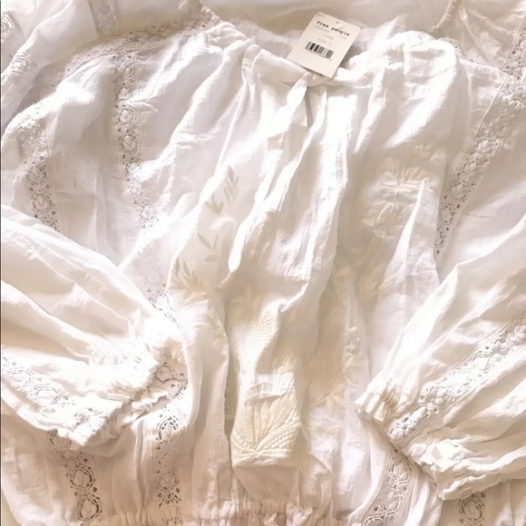Free People Maria Top White Embroidered Sz L - Picture 6 of 10